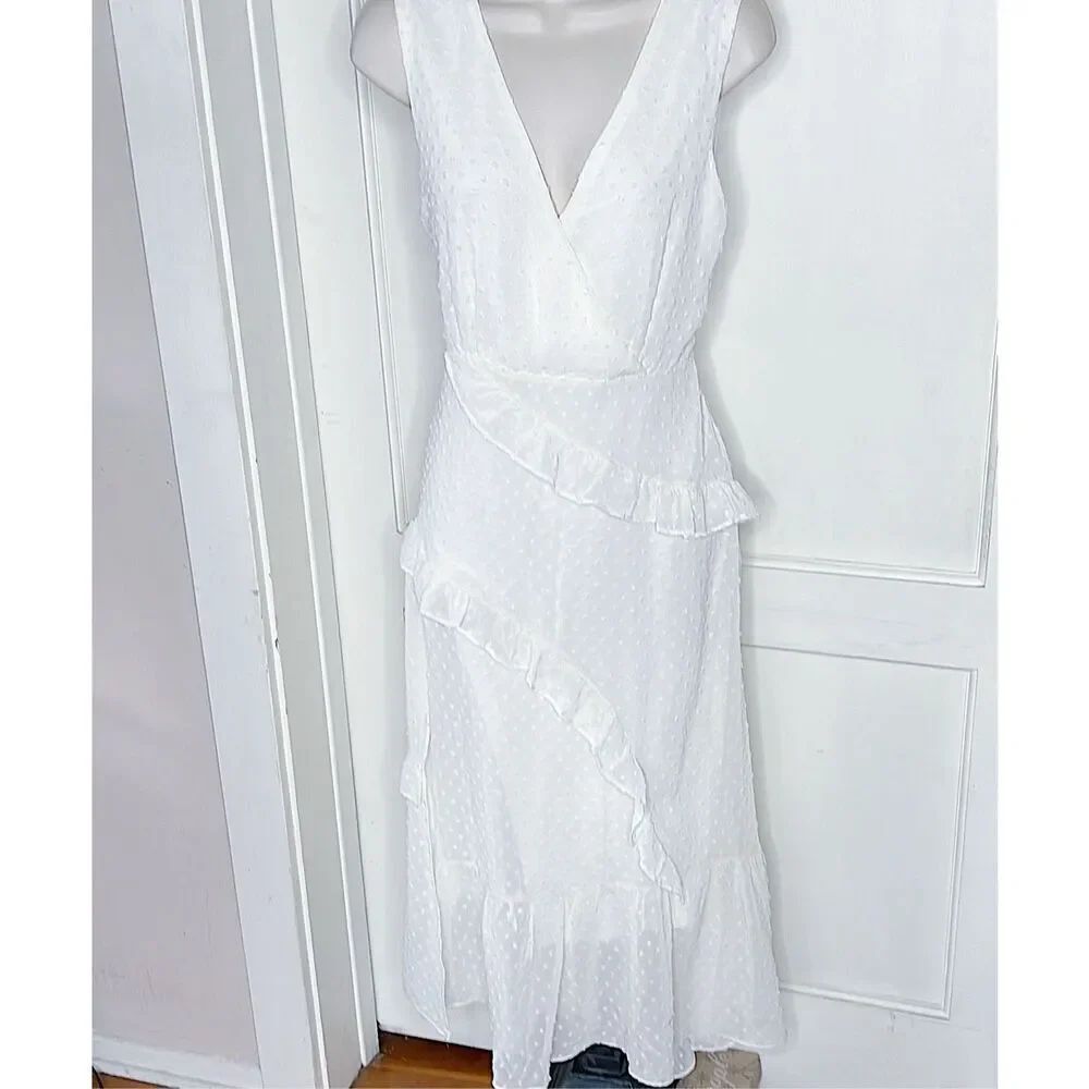 HYFVE Gardenia Swiss Dot Ruffle Maxi Dress Nwt Size Large